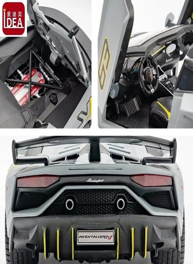 KENIRY Exclusive Alloy Metal Pull Back Die-cast Car Model with Sound Light Mini Auto Toy for Kids Metal Model Toy Car with Sound and Light (1:24 Lamborghini SVJ 63 -White) - Image 3